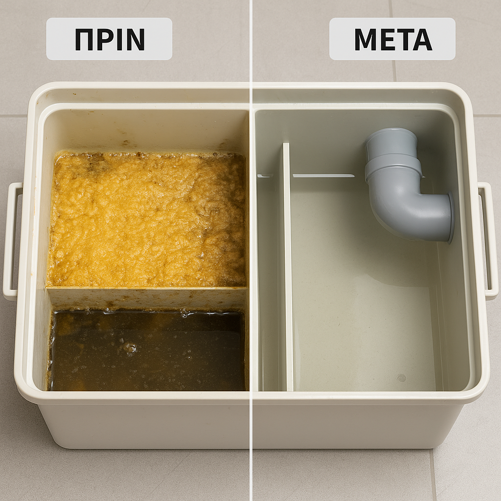 Πλαστική λιποπαγίδα πριν και μετά τον καθαρισμό